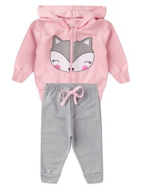 Conjunto Infantil Menina Moletom Peluciado com Capuz Raposa