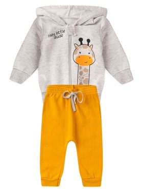 Conjunto Infantil Menino Moletom Peluciado com Zíper Girafa