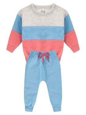 Conjunto Infantil Menina Moletom Peluciado Recortes Azul