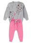 Conjunto Infantil Menina Moletom Peluciado Gatinhos Cinza