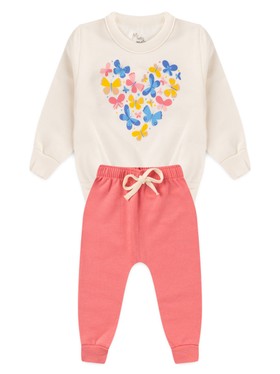 Conjunto Infantil Menina Moletom Peluciado Flowers