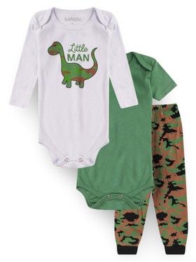 Kit Body Bebê Menino Suedine Little Man