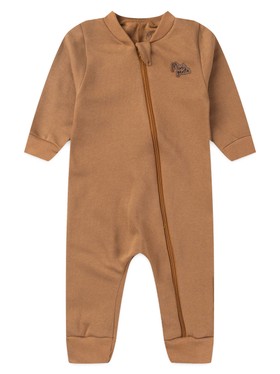 Macacão Bebê Menino Moletom M/Longa Marrom