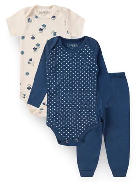 Kit Body Bebê Menina Suedine Blue