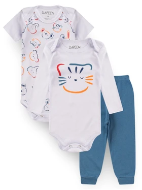 Kit Body Bebê Menino Suedine Animals