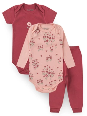 Kit Body Bebê Menina Suedine Flowers