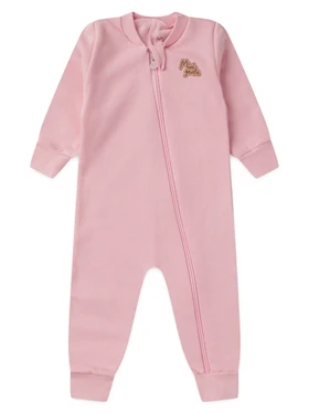 Macacão Bebê Menina Moletom M/Longa Rosa