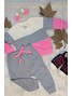 Conjunto Infantil Menina Moletom Peluciado Recortes Off White