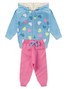 Conjunto Infantil Menina Moletom Peluciado com Capuz Hearts
