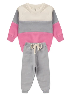 Conjunto Infantil Menina Moletom Peluciado Recortes Off White