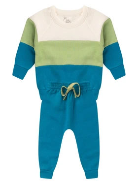 Conjunto Infantil Menino Moletom Peluciado Recortes Off White