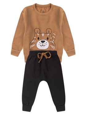 Conjunto Infantil Menino Moletom Peluciado Chocolate