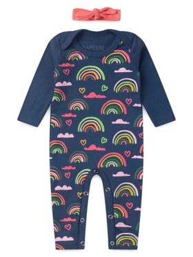 Macacão Bebê Menina Suedine M/Longa Arco-íris