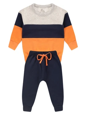 Conjunto Infantil Menino Moletom Peluciado Recortes Mescla
