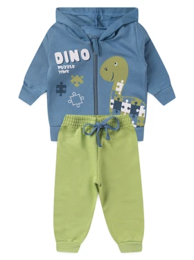 Conjunto Infantil Menino Moletom Peluciado com Zíper Puzzle