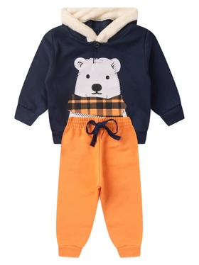 Conjunto Infantil Menino Moletom Peluciado com Capuz Cachecol