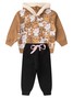Conjunto Infantil Menina Moletom Peluciado com Capuz Colorful Cats
