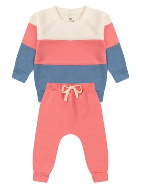 Conjunto Infantil Menina Moletom Peluciado Recortes Off White