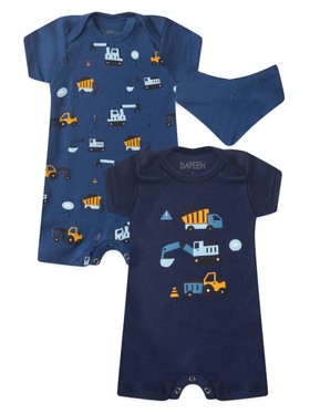 Kit Macacão Bebê Menino Suedine Caminhão