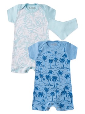 Kit Macacão Bebê Menino Suedine Folhas