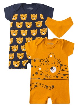 Kit Macacão Bebê Menino Suedine Tigre