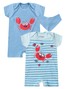 Kit Macacão Bebê Menino Suedine Listras