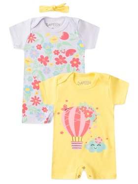 Kit Macacão Bebê Menina Suedine Flowers