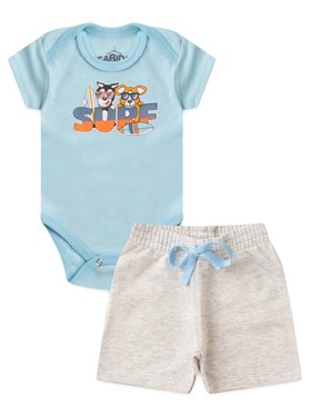 Conjunto Bebê Menino Body e Bermuda Moletinho Surf