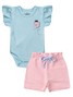 Conjunto Bebê Menina Body e Shorts Moletinho Joaninha