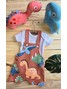 Conjunto Jardineira Bebê Menino Suedine Dinos
