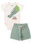 Conjunto Bebê Menino Body e Bermuda Moletinho Crocodile