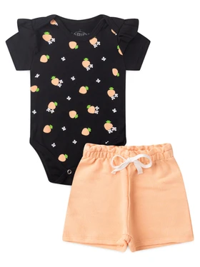 Conjunto Bebê Menina Body e Shorts Moletinho Flu-Flu
