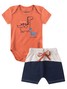 Conjunto Bebê Menino Body e Bermuda Moletinho Dinosaurs