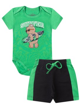 Conjunto Bebê Menino Body e Bermuda Moletinho Surfer