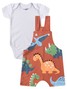 Conjunto Jardineira Bebê Menino Suedine Dinos