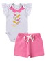 Conjunto Bebê Menina Body e Shorts Moletinho Flor
