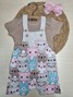 Conjunto Jardineira Bebê Menina Suedine Pets