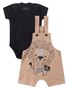 Conjunto Jardineira Bebê Menino Suedine Hi Baby