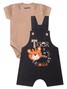 Conjunto Jardineira Bebê Menino Suedine Tiger