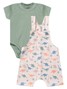 Conjunto Jardineira Bebê Menino Suedine Sublimado