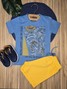 Conjunto Infantil Menino Camiseta Bermuda Folhagem