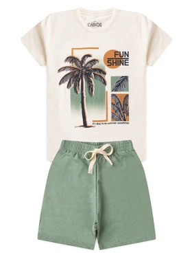 Conjunto Infantil Menino Camiseta Bermuda Fun Shine