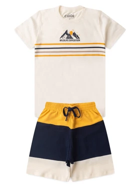 Conjunto Infantil Menino Camiseta Bermuda Listras