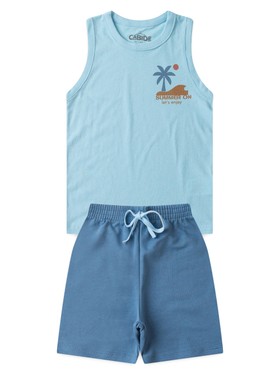 Conjunto Infantil Menino Regata Bermuda Azul