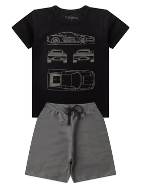 Conjunto Infantil Menino Camiseta Bermuda Carros