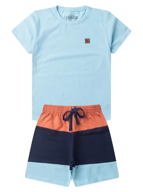 Conjunto Infantil Menino Camiseta Bermuda Lobo
