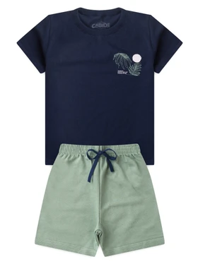 Conjunto Infantil Menino Camiseta Bermuda Marinho
