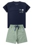 Conjunto Infantil Menino Camiseta Bermuda Marinho