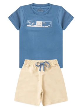 Conjunto Infantil Menino Camiseta Bermuda Praia