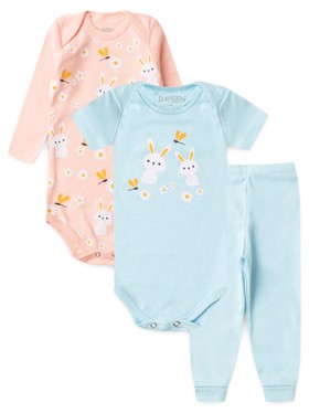 Kit Body Bebê Menina Suedine Coelhinho